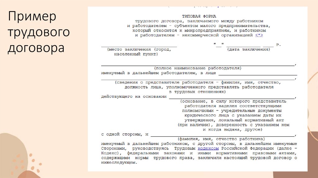 Пример трудового договора
