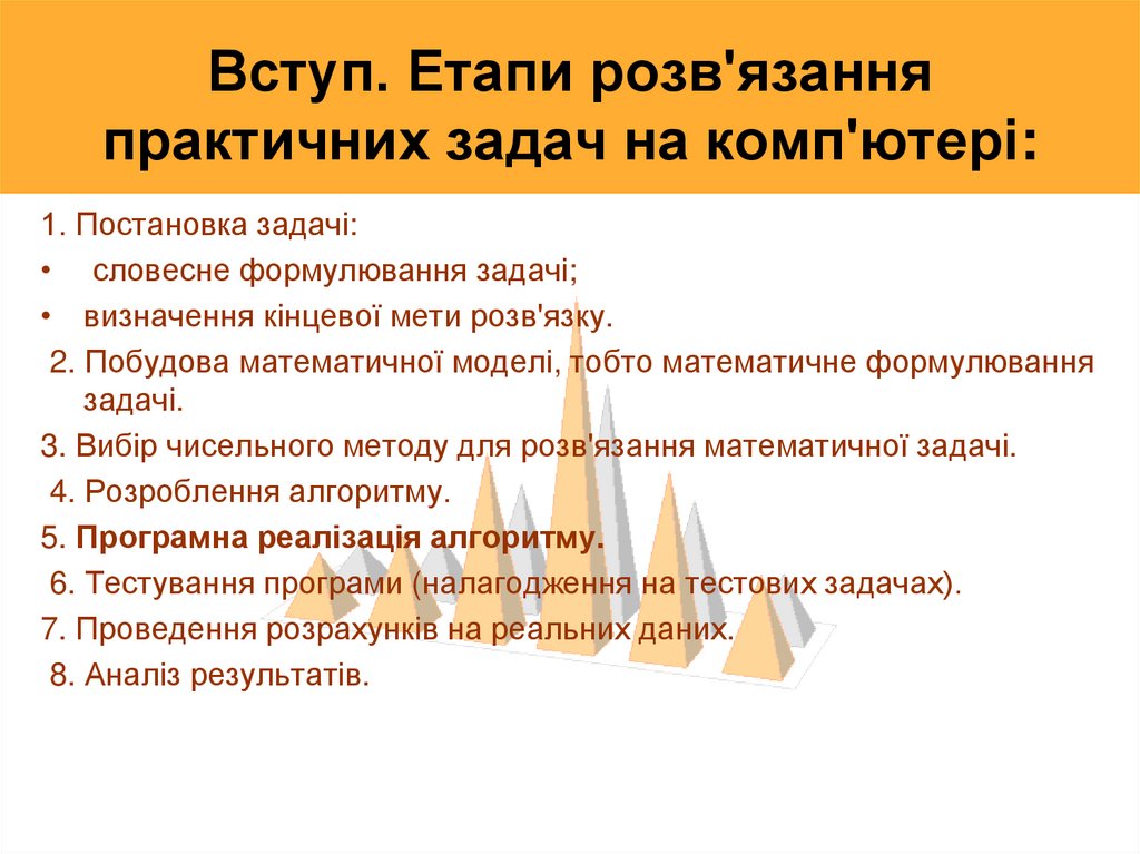 Вступ. Етапи розв'язання практичних задач на комп'ютері: