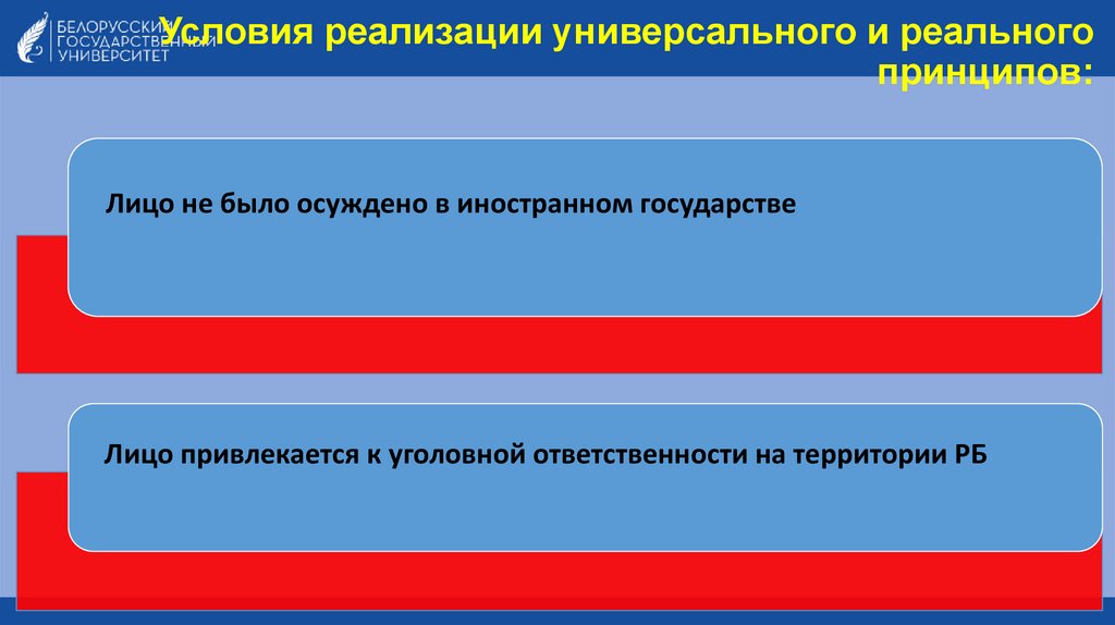 Условия реализации универсального и реального принципов: