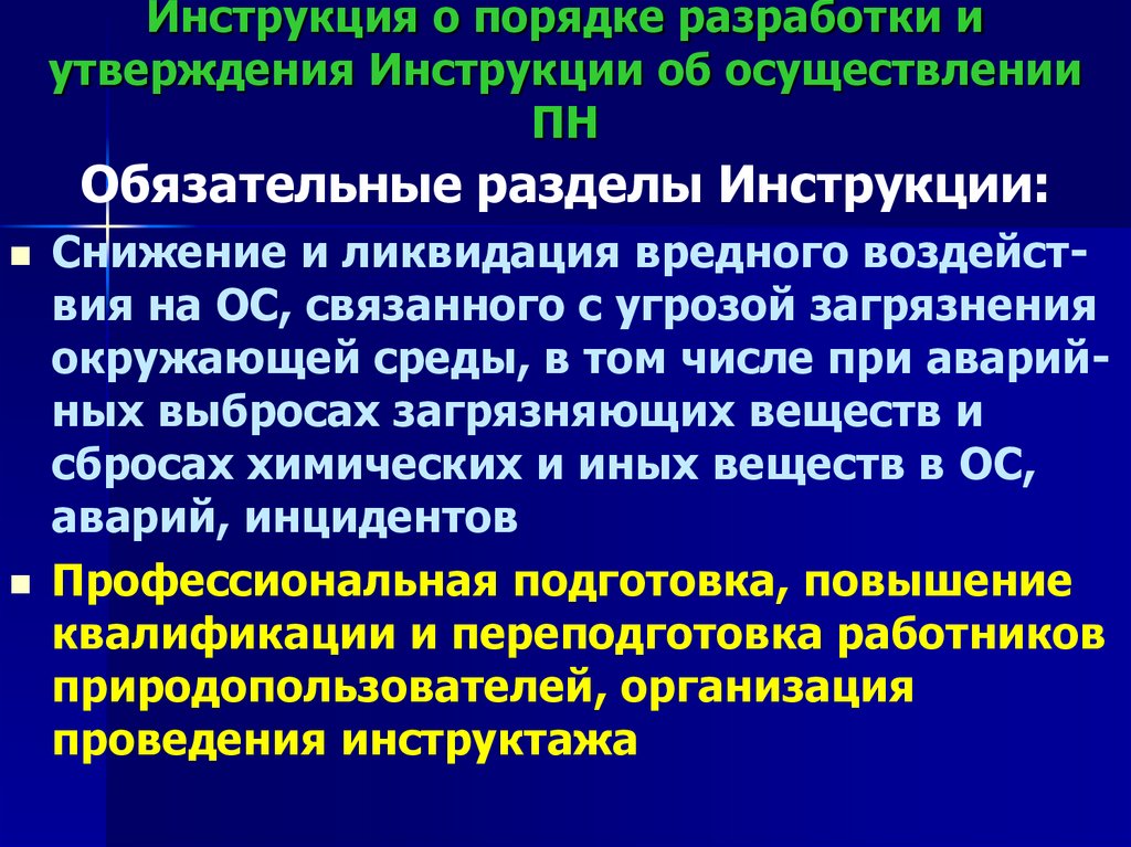 Инструкция о порядке разработки и утверждения Инструкции об осуществлении ПН