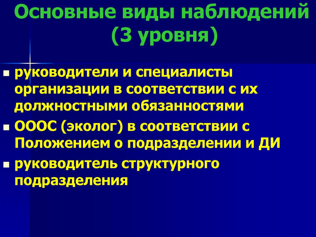 Основные виды наблюдений (3 уровня)