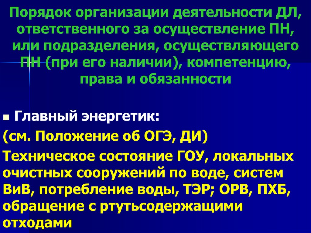 Порядок организации деятельности ДЛ, ответственного за осуществление ПН, или подразделения, осуществляющего ПН (при его