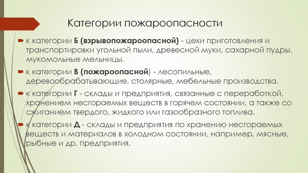 Категории пожароопасности