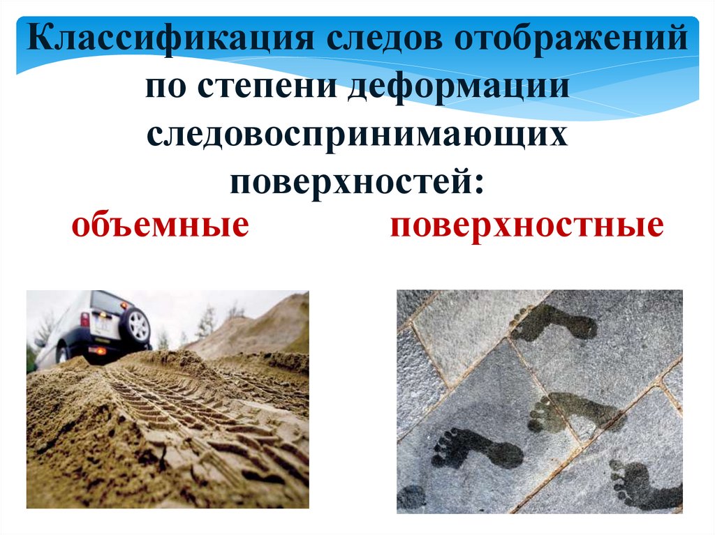 Классификация следов отображений по степени деформации следовоспринимающих поверхностей: