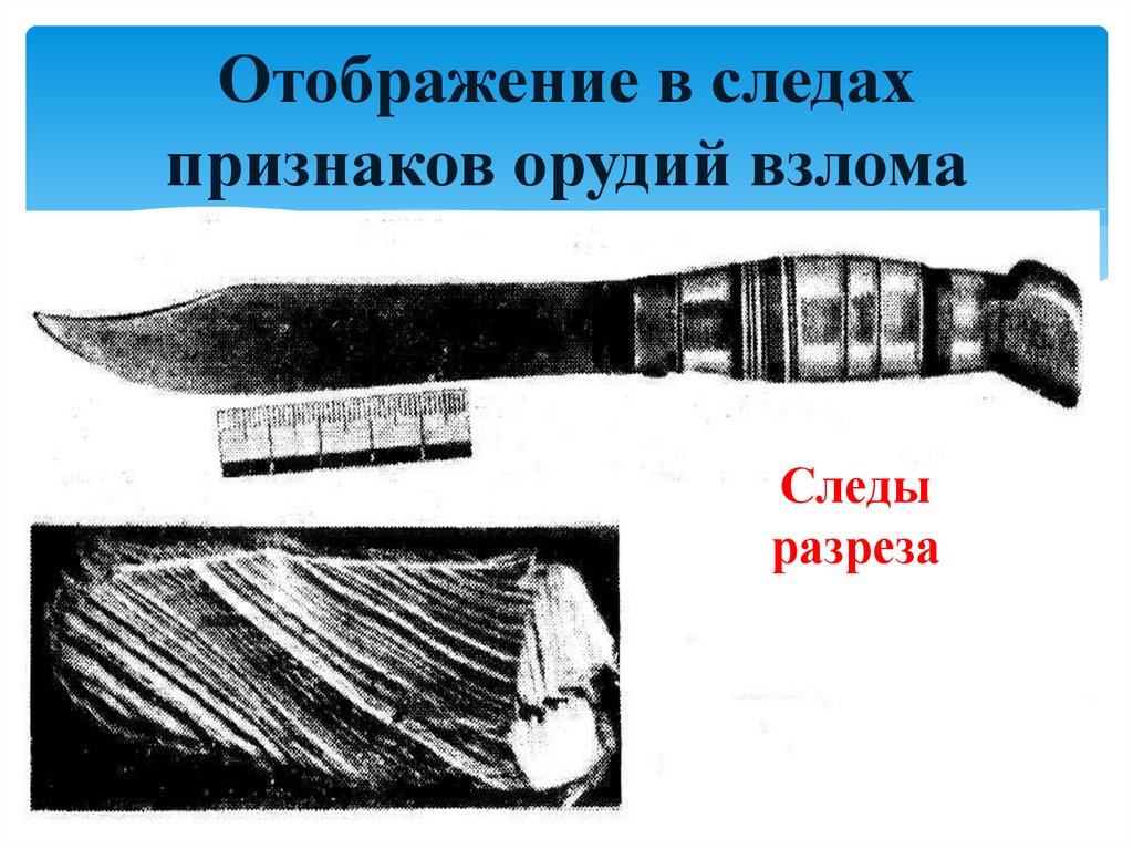 Отображение в следах признаков орудий взлома