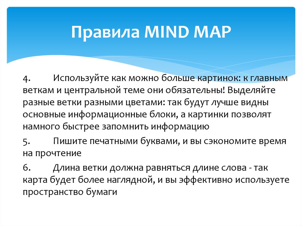 Правила MIND MAP