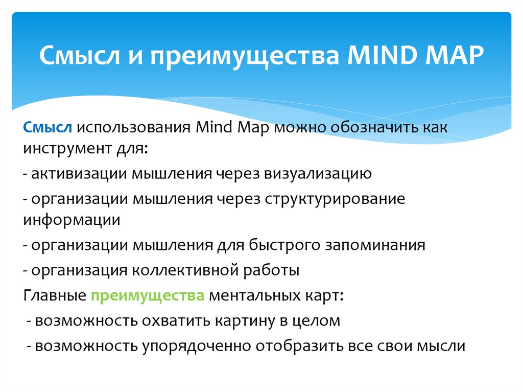 Смысл и преимущества MIND MAP