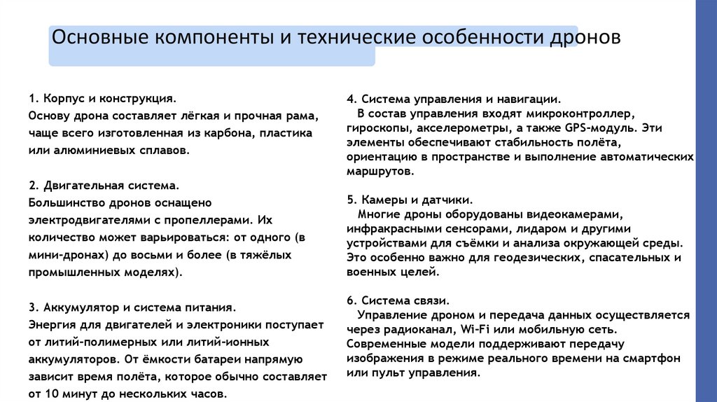 Основные компоненты и технические особенности дронов