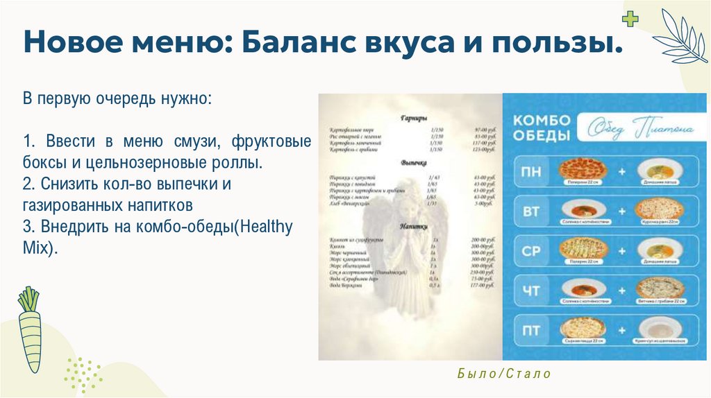 Новое меню: Баланс вкуса и пользы.