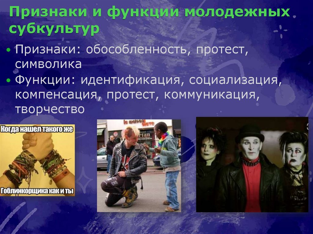 Признаки и функции молодежных субкультур