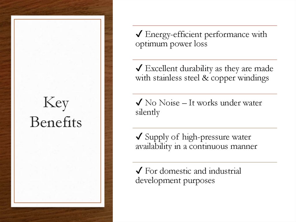 Key Benefits