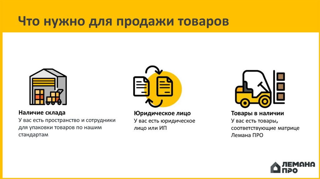 Что нужно для продажи товаров