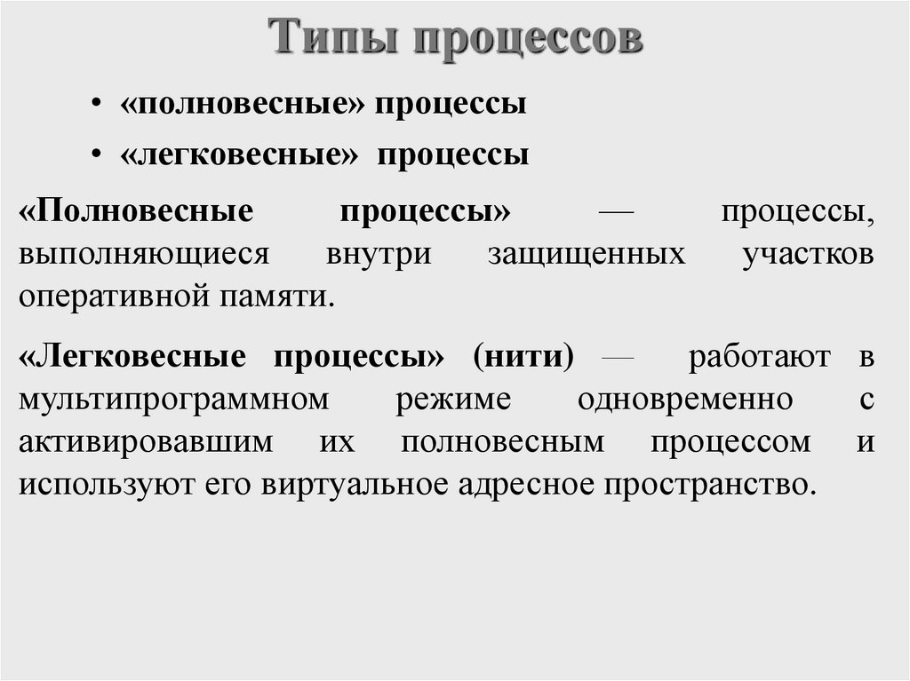 Типы процессов