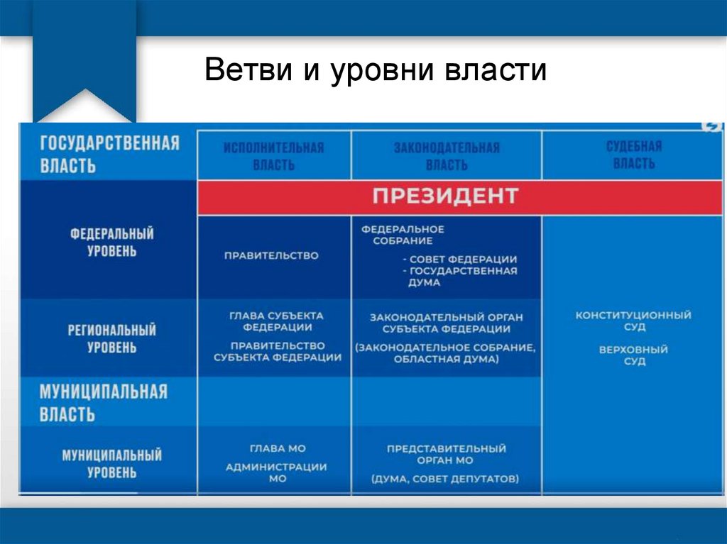 Ветви и уровни власти