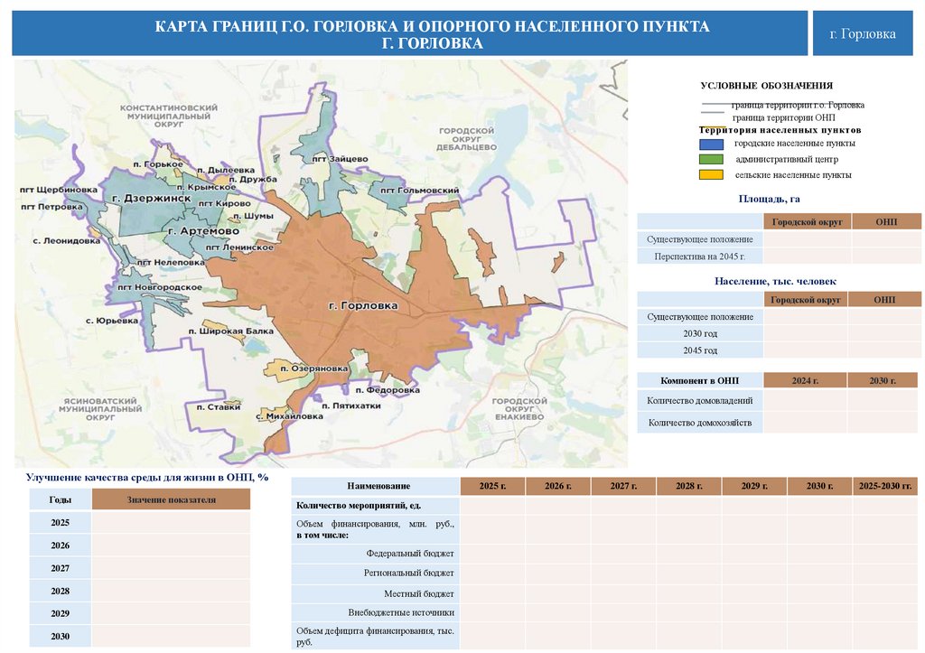 КАРТА ГРАНИЦ Г.О. ГОРЛОВКА И ОПОРНОГО НАСЕЛЕННОГО ПУНКТА Г. ГОРЛОВКА