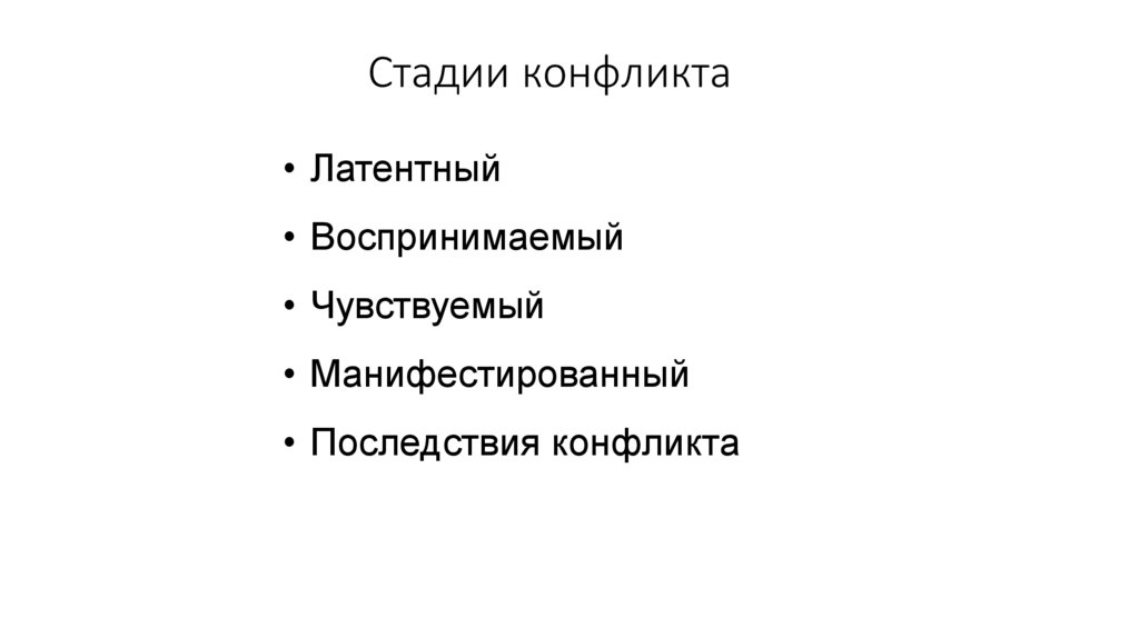 Стадии конфликта