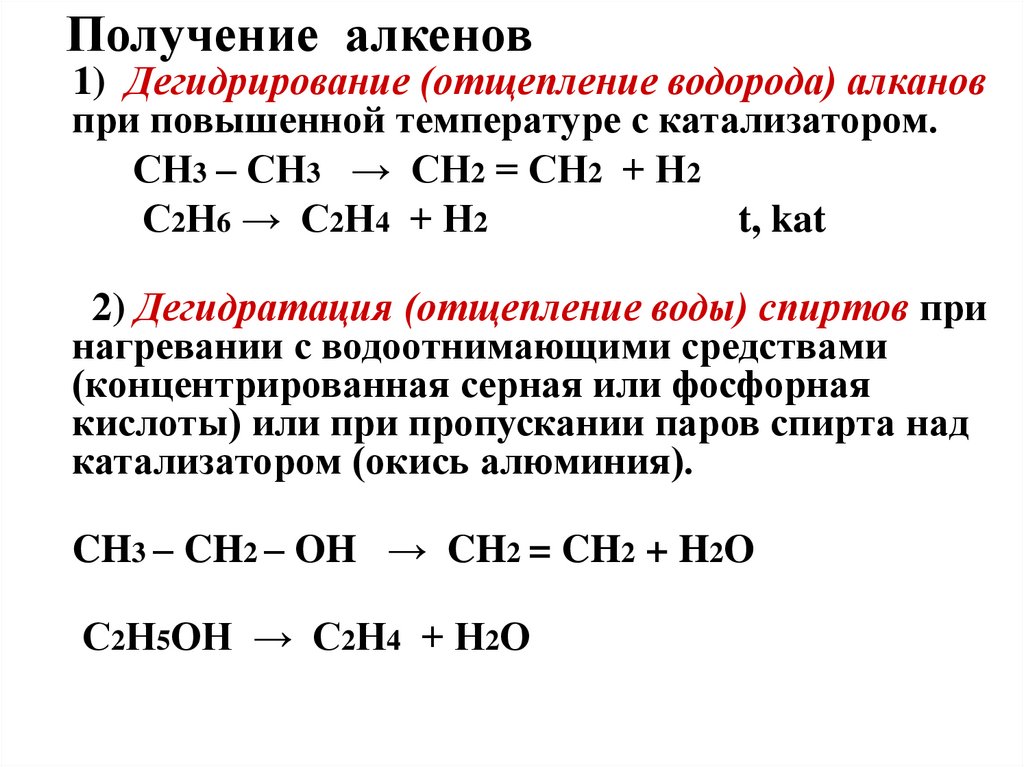 Получение алкенов
