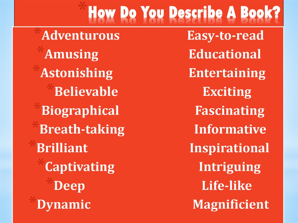 How Do You Describe A Book?
