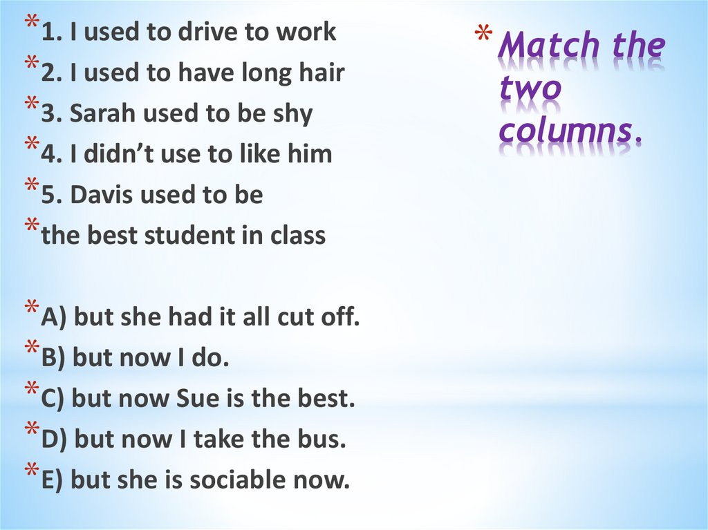 Match the two columns.