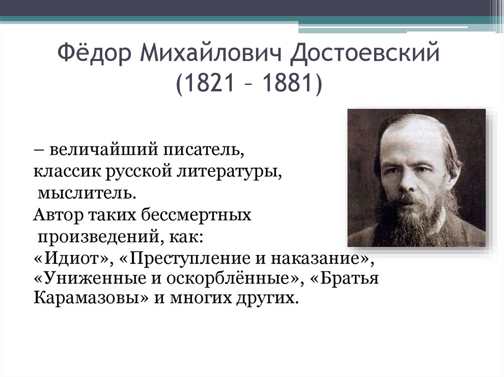 Фёдор Михайлович Достоевский (1821 – 1881)