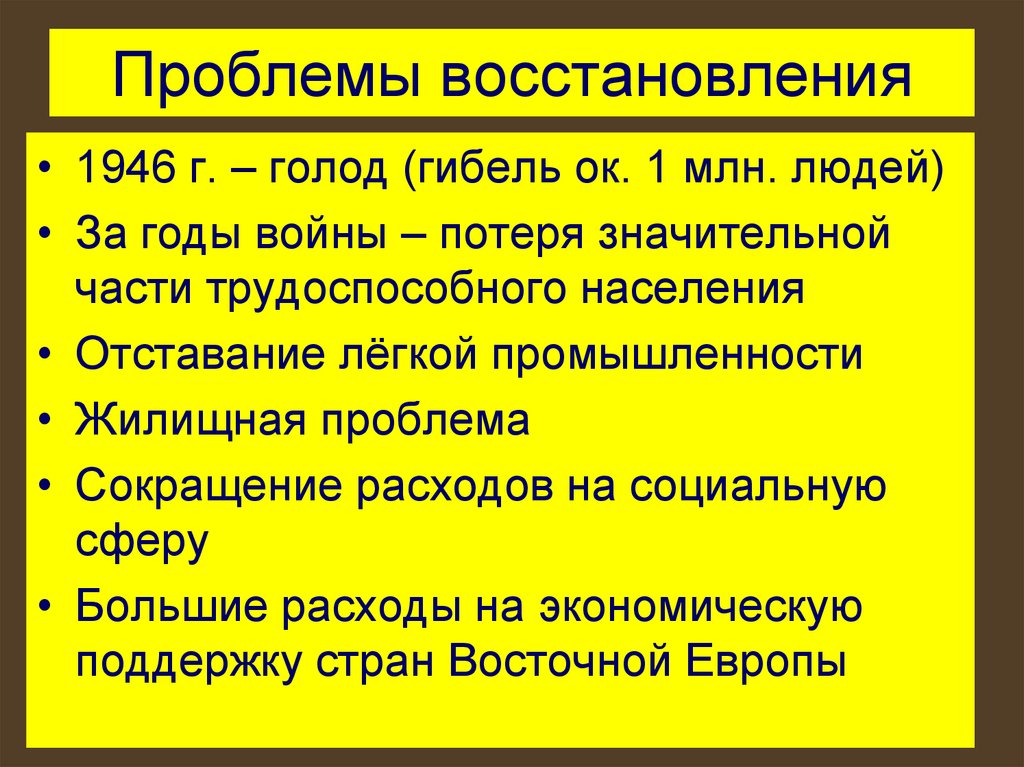 Проблемы восстановления