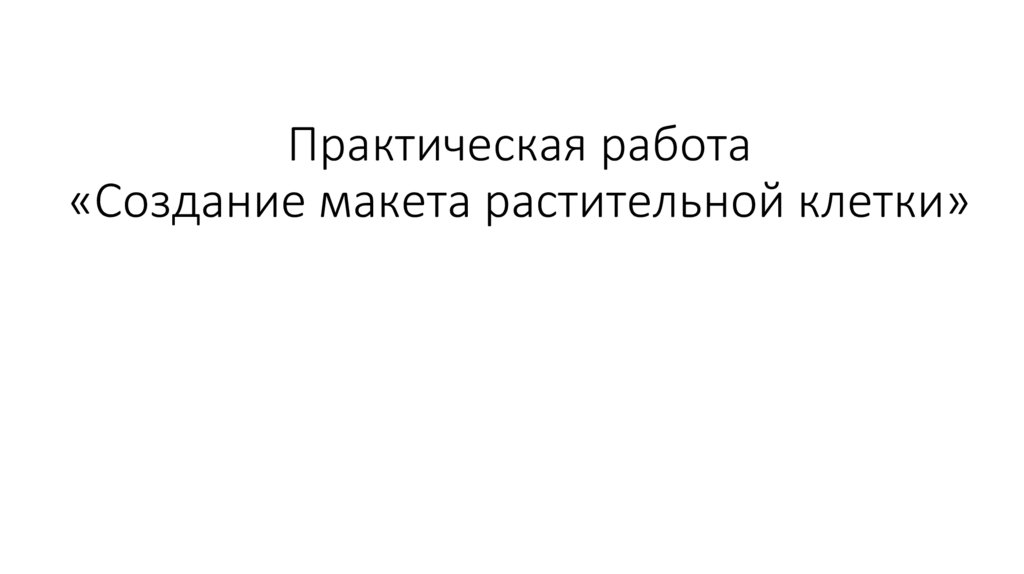 Практическая работа «Создание макета растительной клетки»