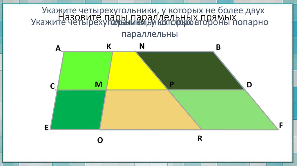 Назовите пары параллельных прямых