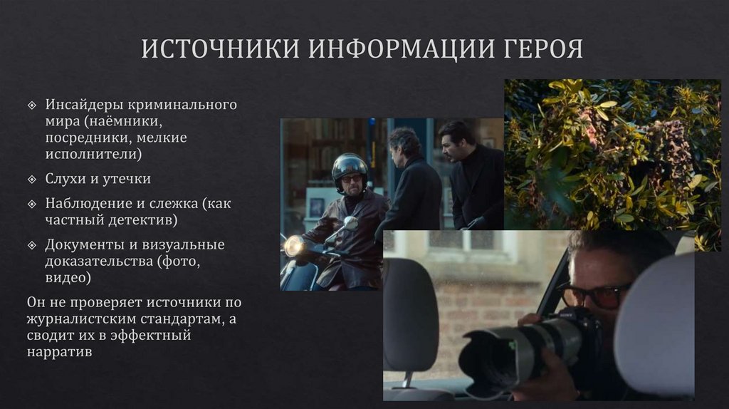 ИСТОЧНИКИ ИНФОРМАЦИИ ГЕРОЯ