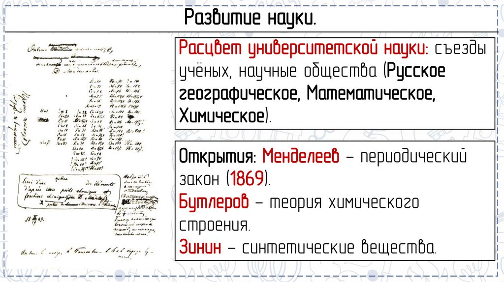 Развитие науки.