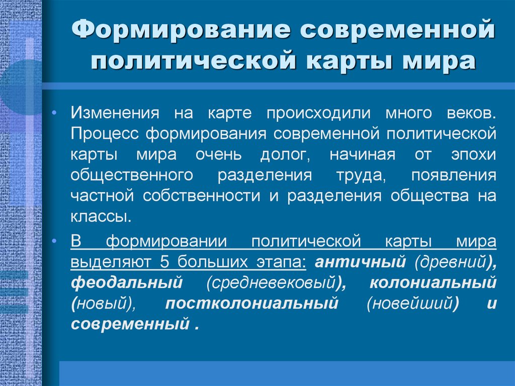 Формирование современной политической карты мира