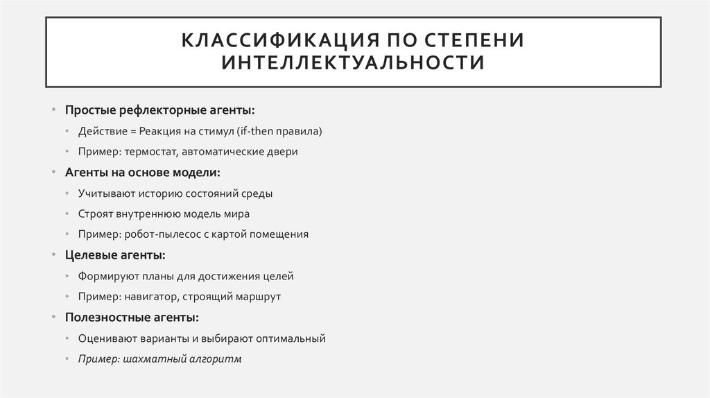 Классификация по степени интеллектуальности