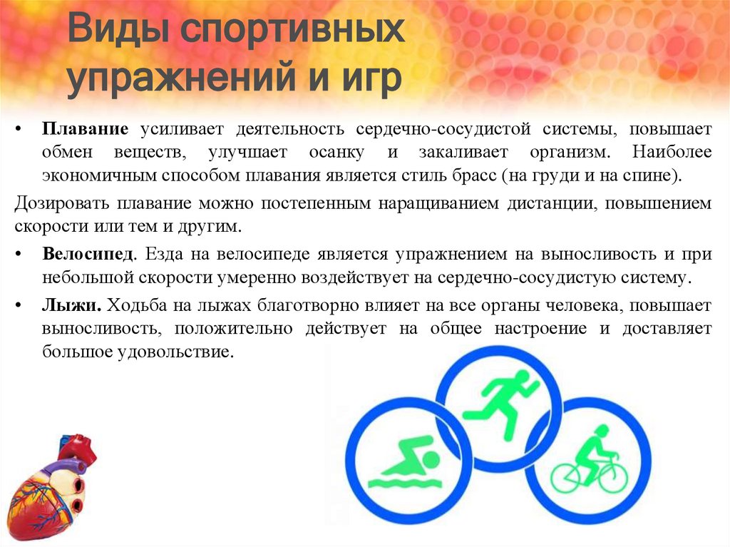 Виды спортивных упражнений и игр