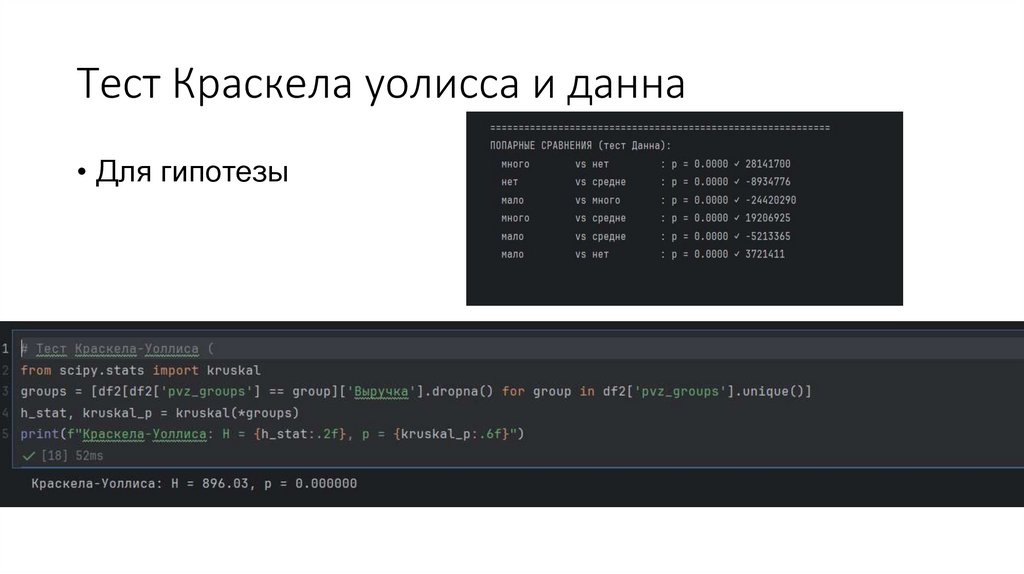 Тест Краскела уолисса и данна