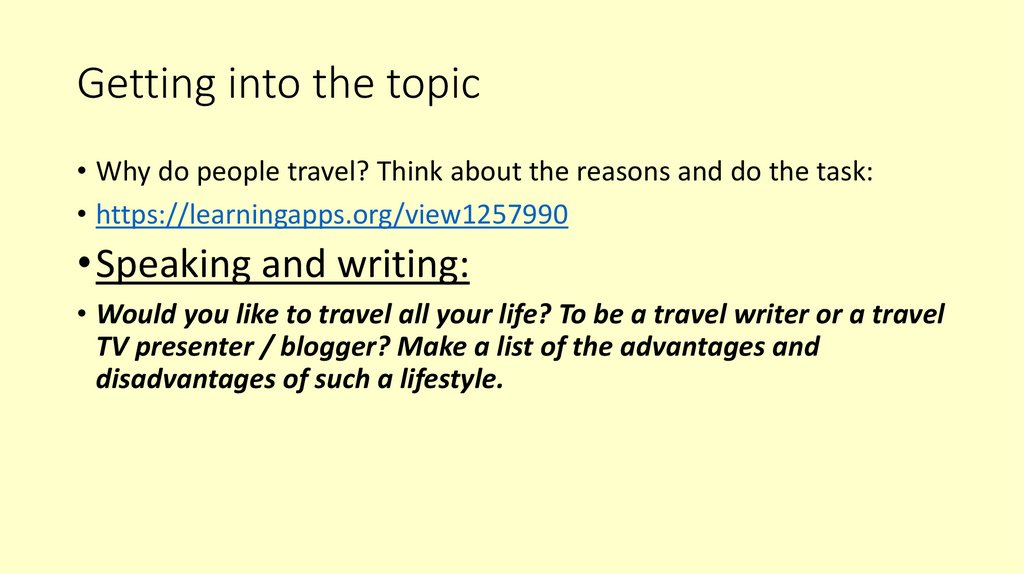 Getting into the topic