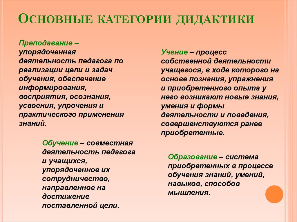 Основные категории дидактики