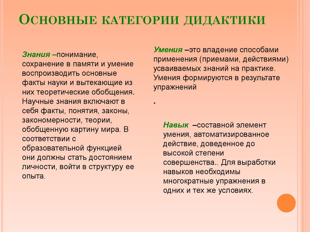 Основные категории дидактики
