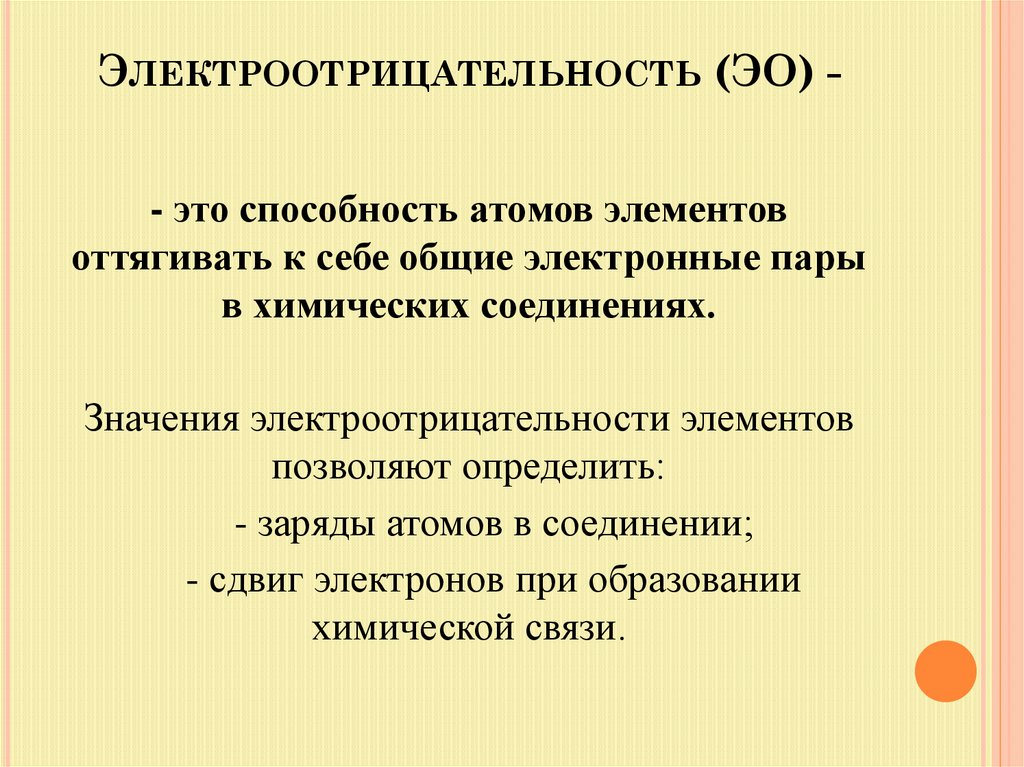 Электроотрицательность (ЭО) -