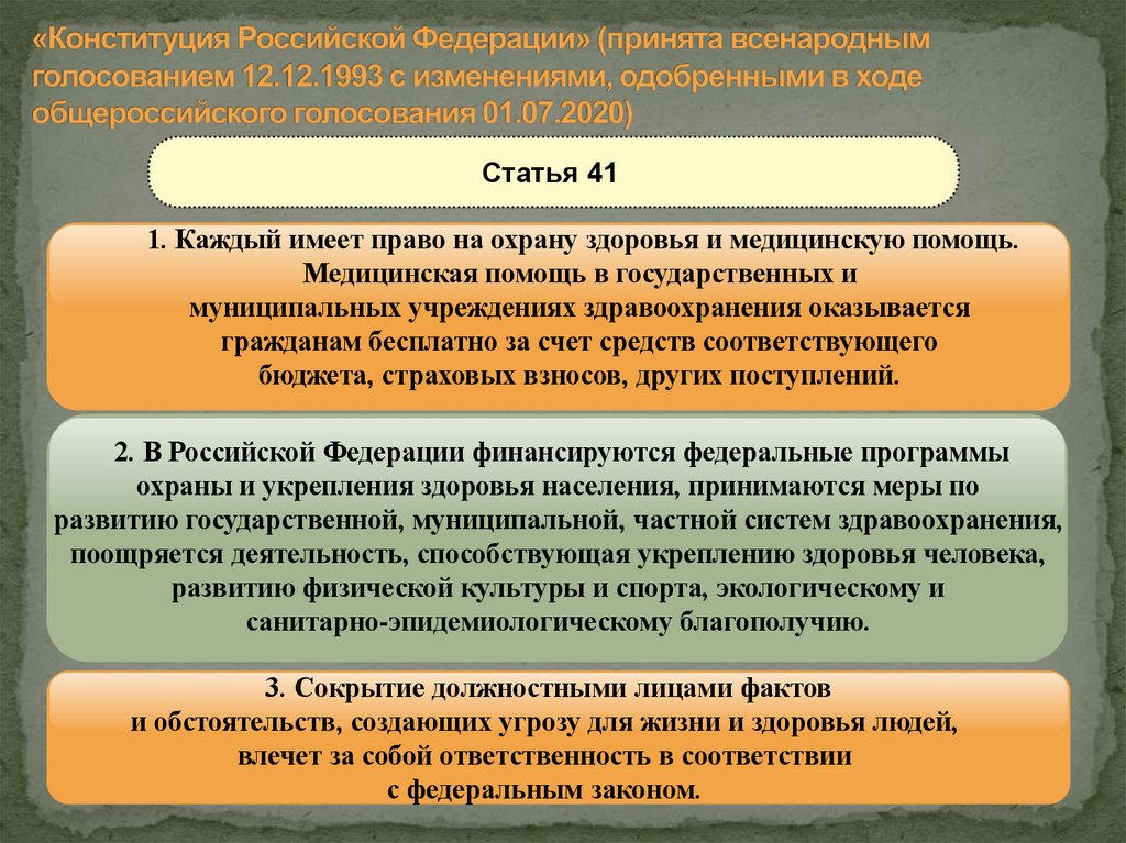 «Конституция Российской Федерации» (принята всенародным голосованием 12.12.1993 с изменениями, одобренными в ходе
