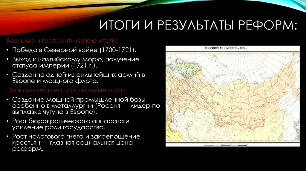 Итоги и результаты реформ:
