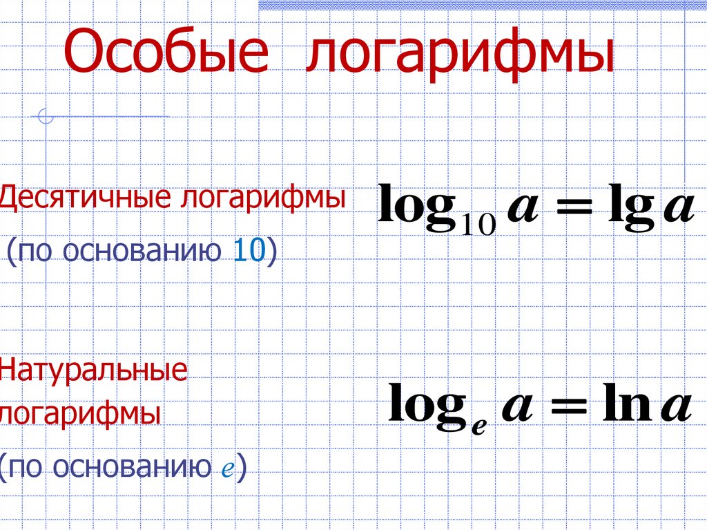 Особые логарифмы