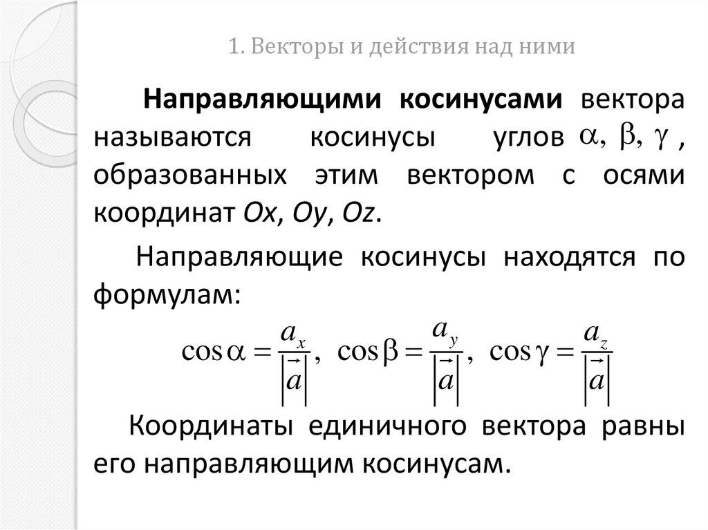 1. Векторы и действия над ними