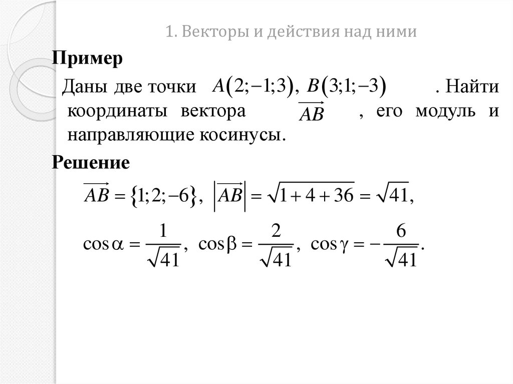 1. Векторы и действия над ними