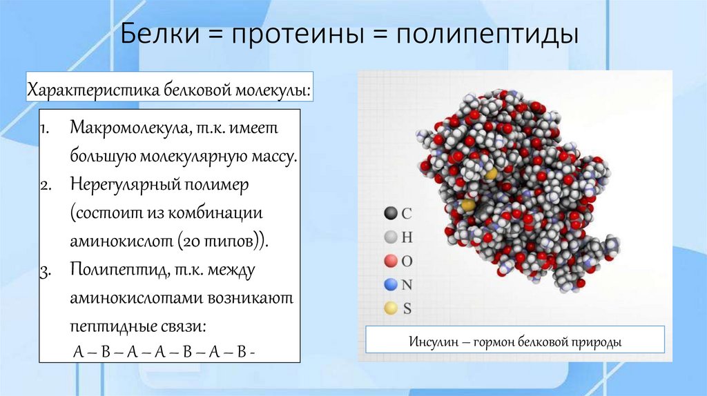 Белки = протеины = полипептиды