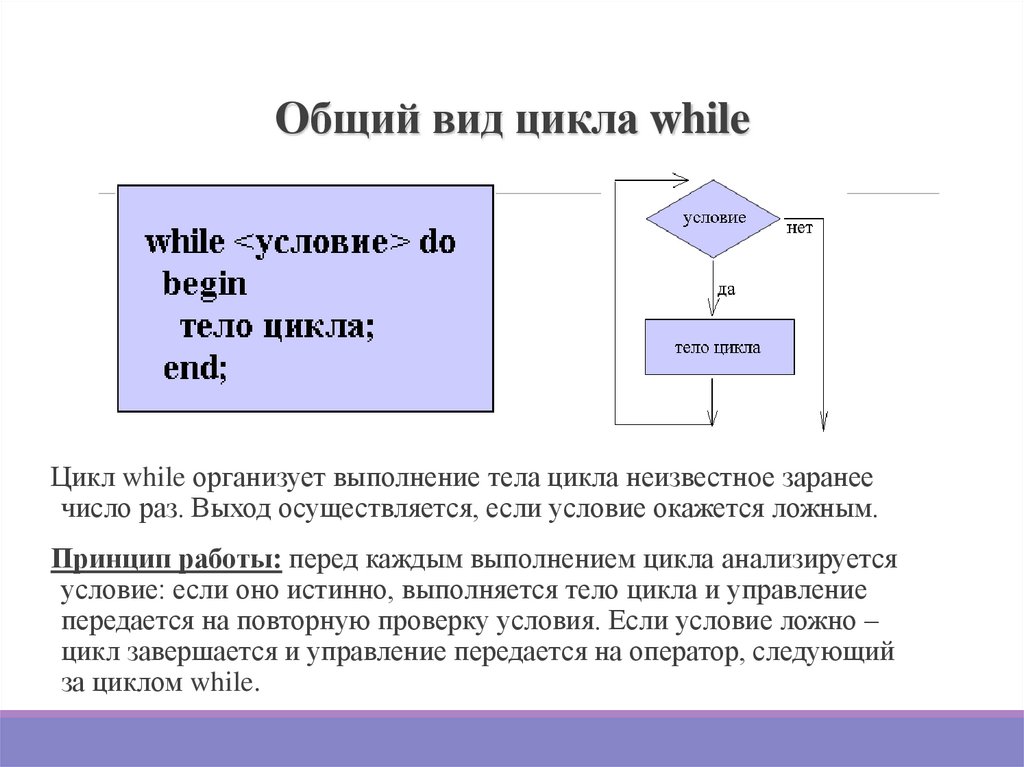 Общий вид цикла while