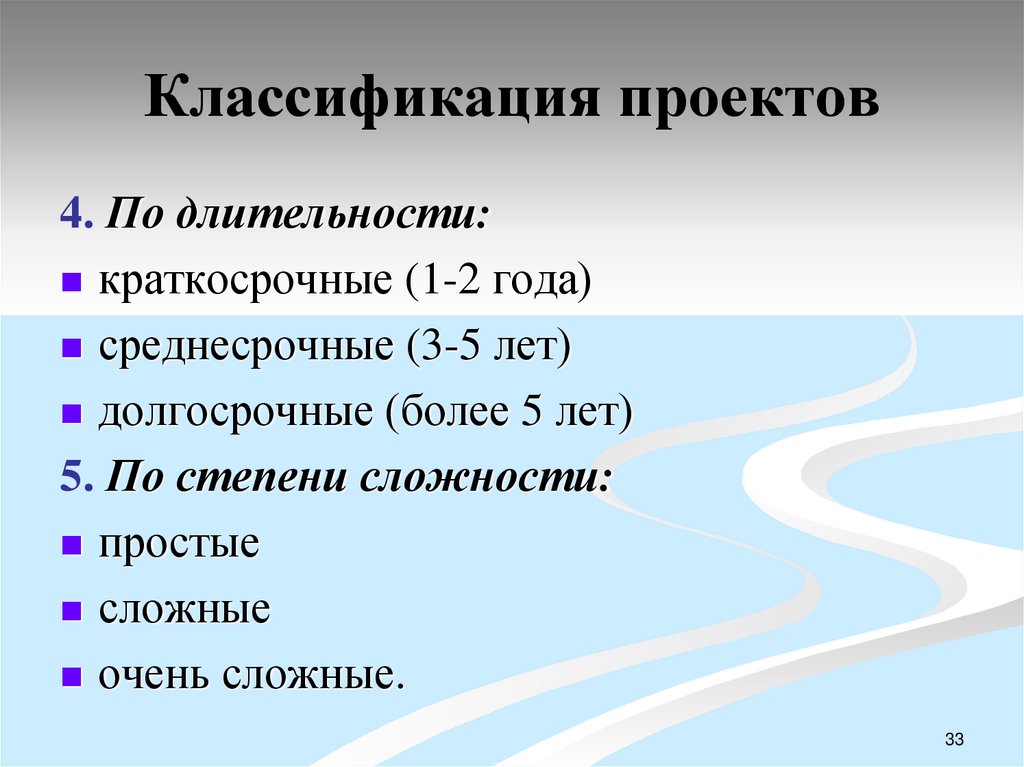 Классификация проектов