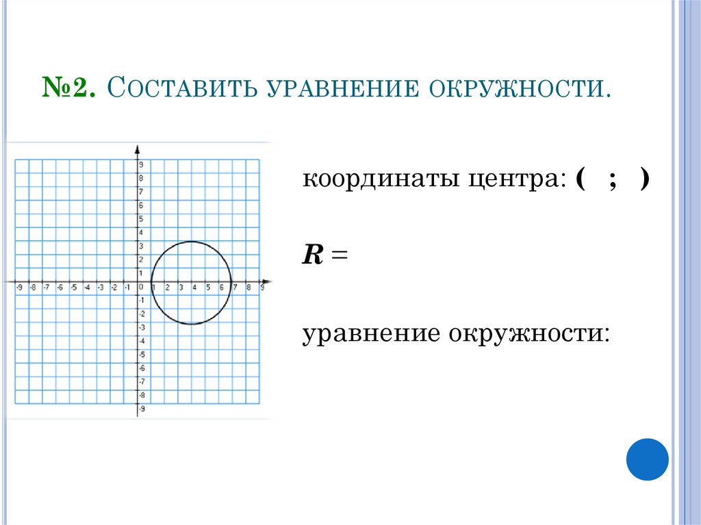 №2. Составить уравнение окружности.