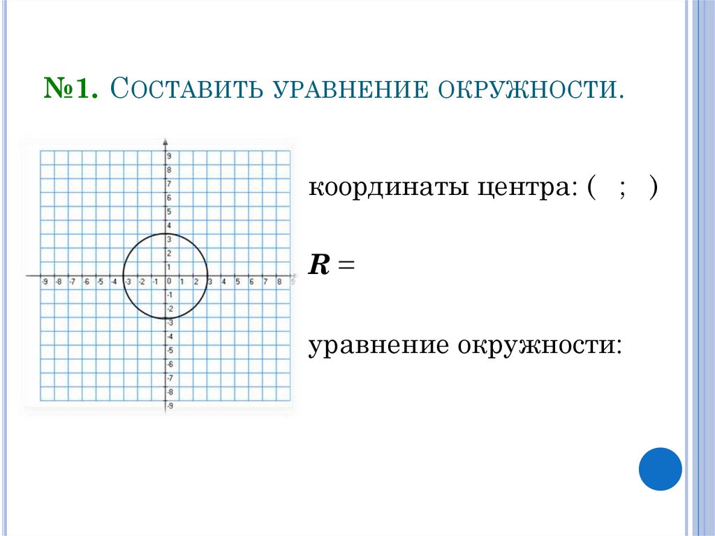 №1. Составить уравнение окружности.