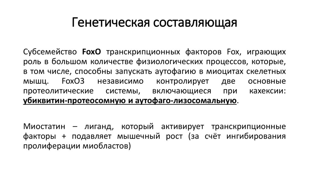 Генетическая составляющая