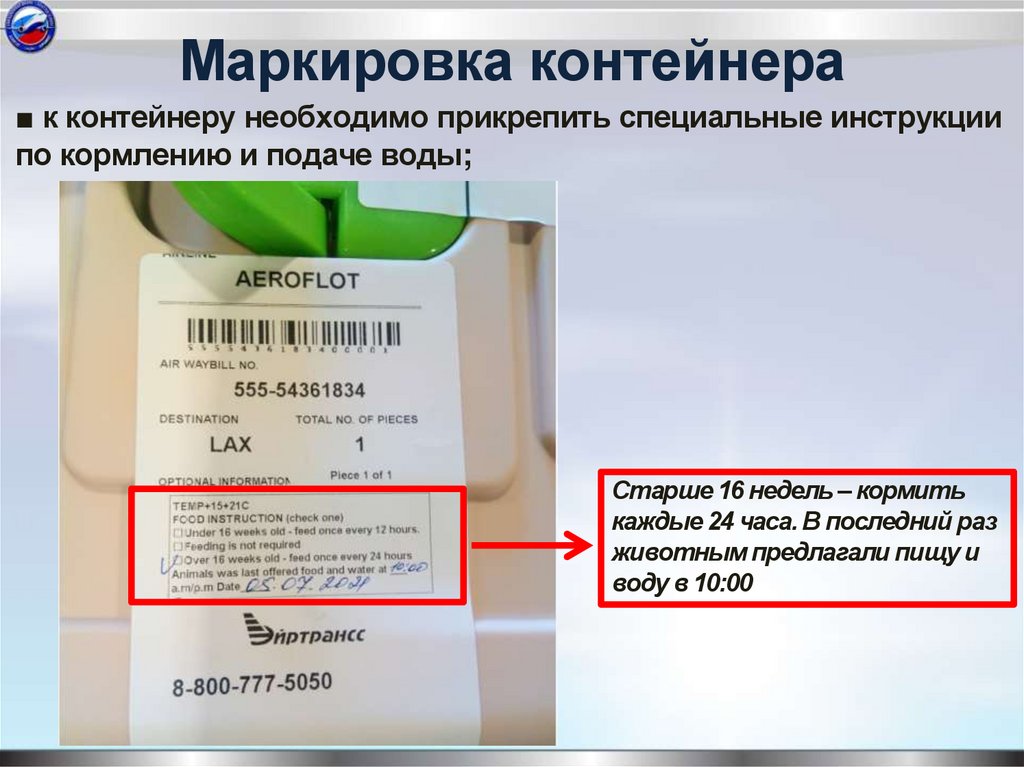 Маркировка контейнера