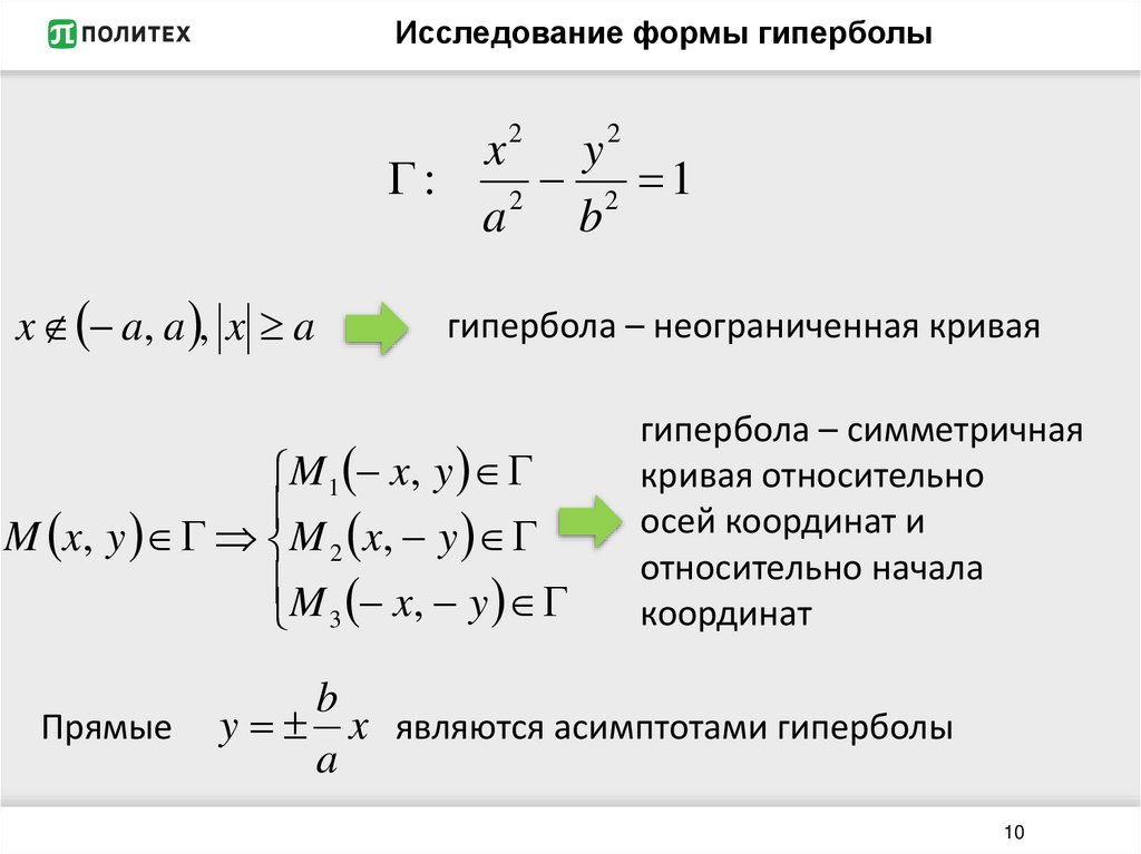 Исследование формы гиперболы